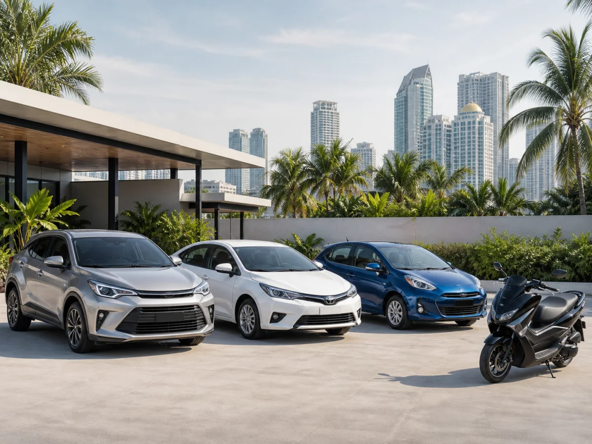 Rental cars and motorcycle in Thailand